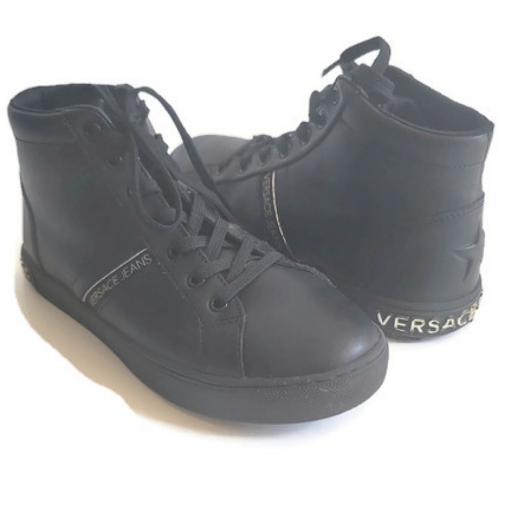 Versace Jeans Collection Women's Black High Top Sneakers Size 6.5 Euro 37